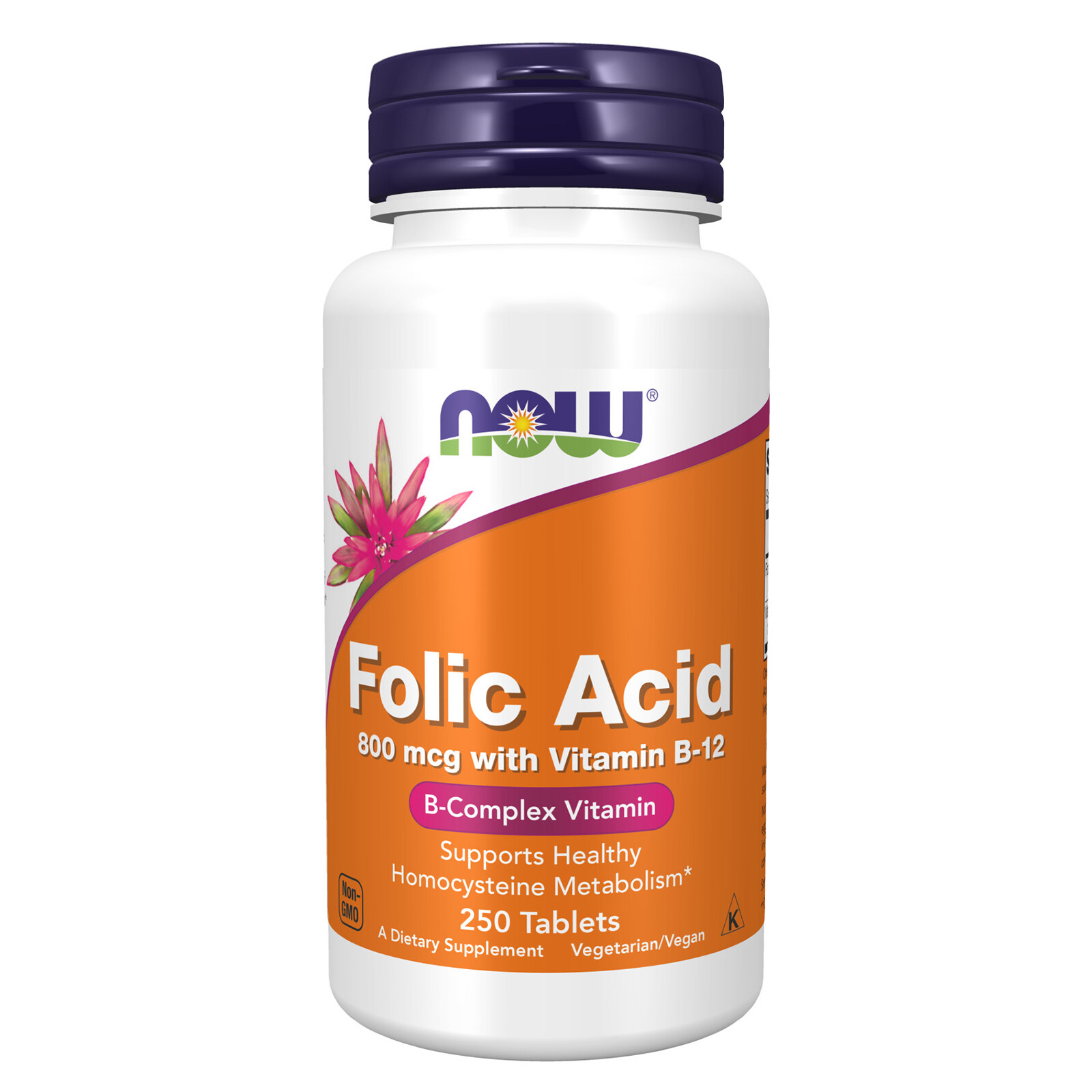 2 x NOW FOODS Folic Acid 800 mcg B12 25 mcg Vegetarian 250 Tabs