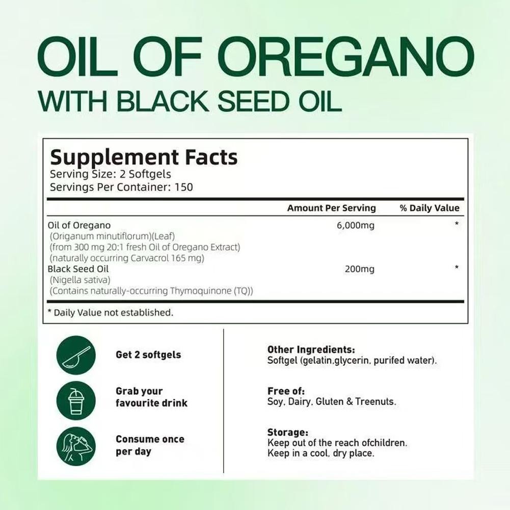 Premium Essential Oil of Oregano 6000mg 300 Softgels Capsule Supplement Pills