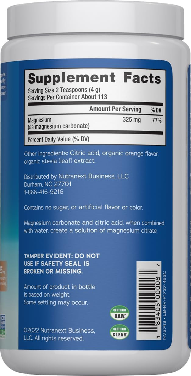 Natural Vitality Calm, Magnesium Citrate Supplement Powder, Orange 16oz, 08/2027