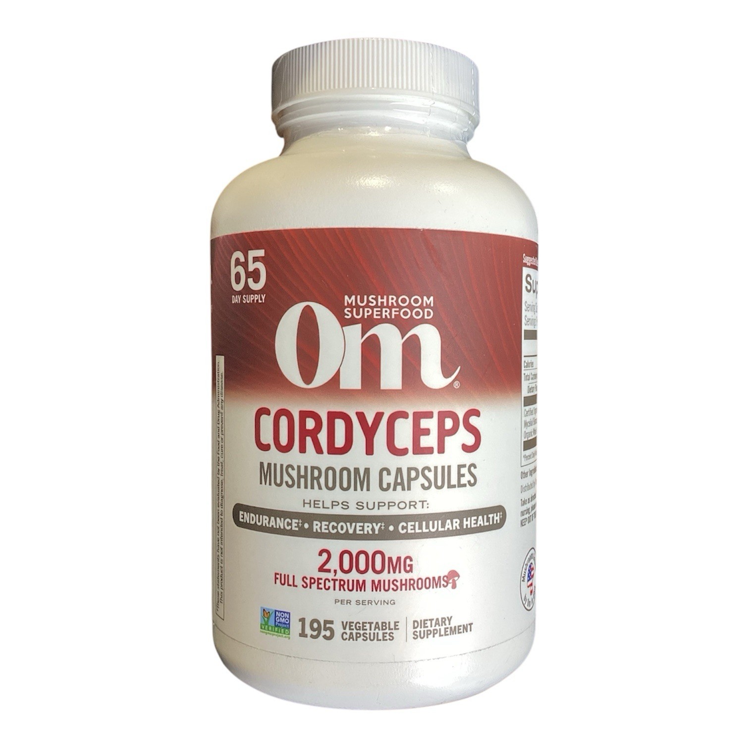 Om Mushrooms Cordyceps Capsules, 2000mg per Serving, 195ct