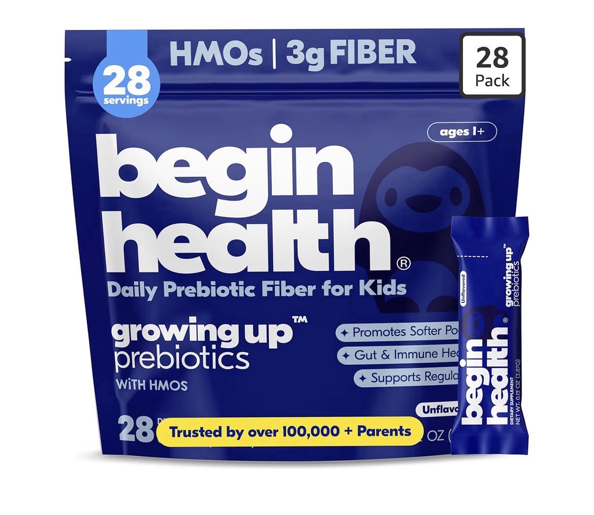 Begin Health Growing Up Prebiotic Fiber Powder w/ HMO, Unflavored, 28 Packets