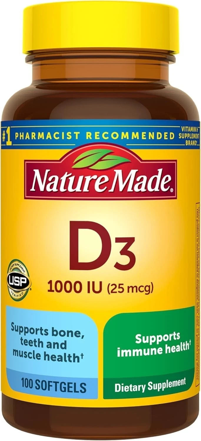 Nature Made Vitamin D3 1000 IU (25 mcg), Vitamin D Supplement for Health Support