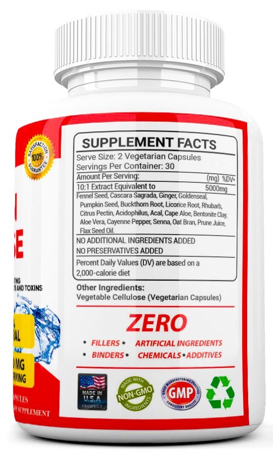 Colon Detox Cleanse Parasite Candida 180 Capsules Natural Herbal Supplement USA