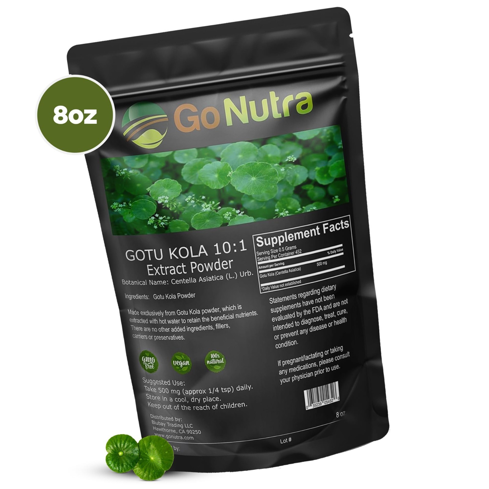 Gotu Kola Extract 10:1 Powder – 8 oz Centella Asiatica | Gotu Kola Powder NonGmo