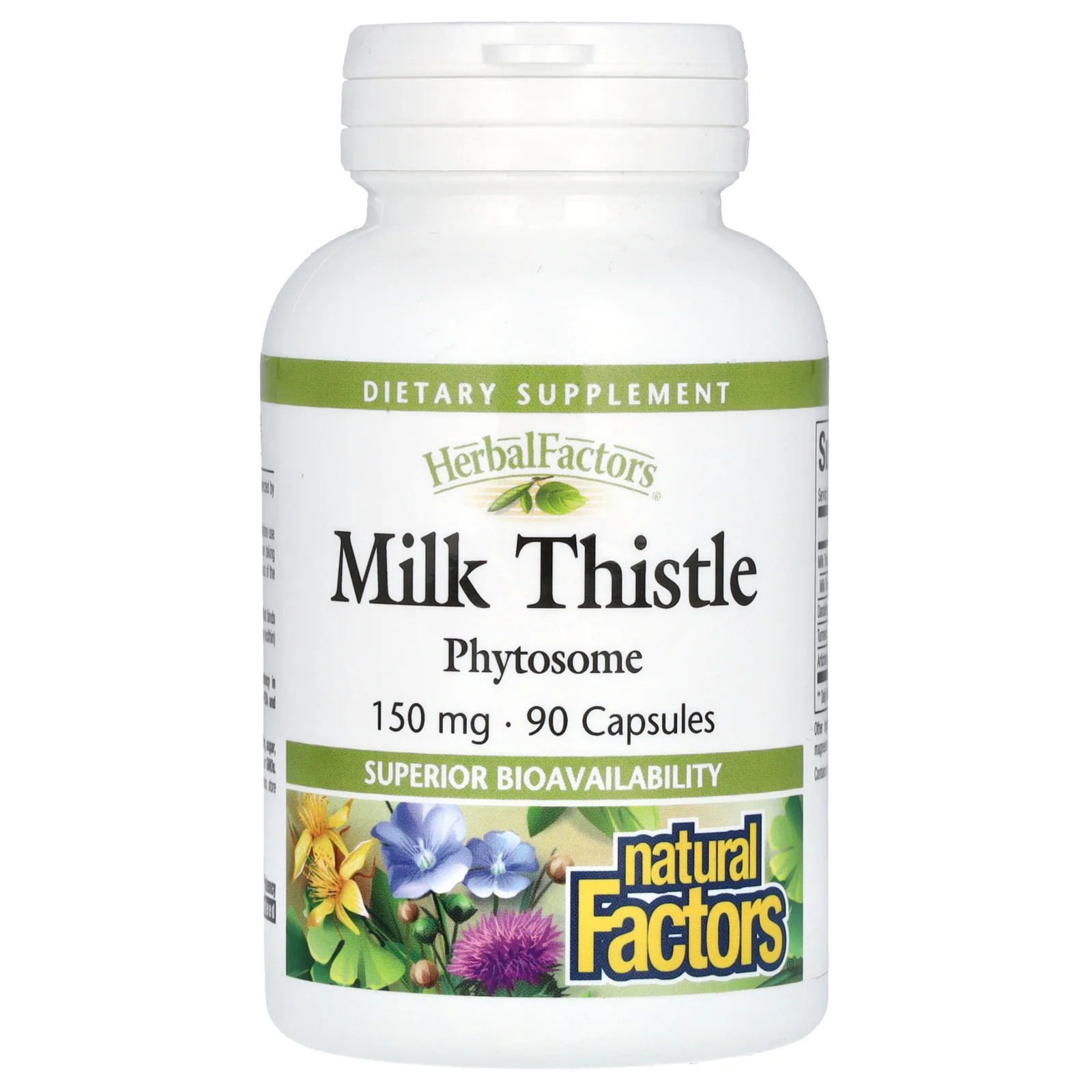 2 X Natural Factors, HerbalFactors�, Milk Thistle, 150 mg, 90 Capsules