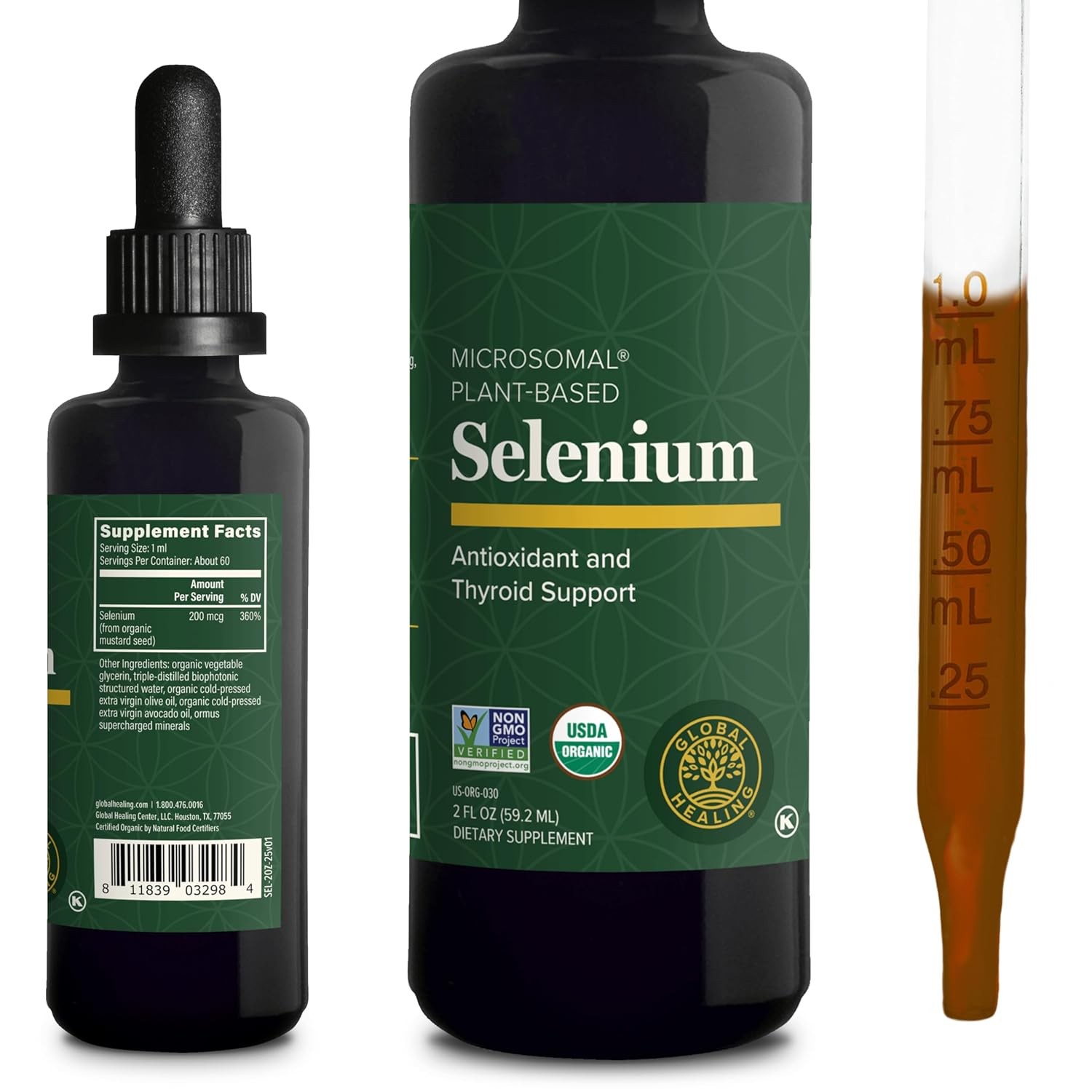Global Healing Center – Selenium 200mcg, Selenium Supplement Drops with Organic