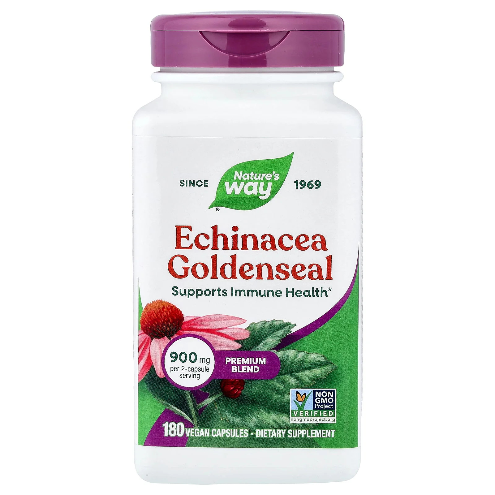 2 X Nature’s Way, Echinacea Goldenseal, Premium Blend, 180 Vegan Capsules (450