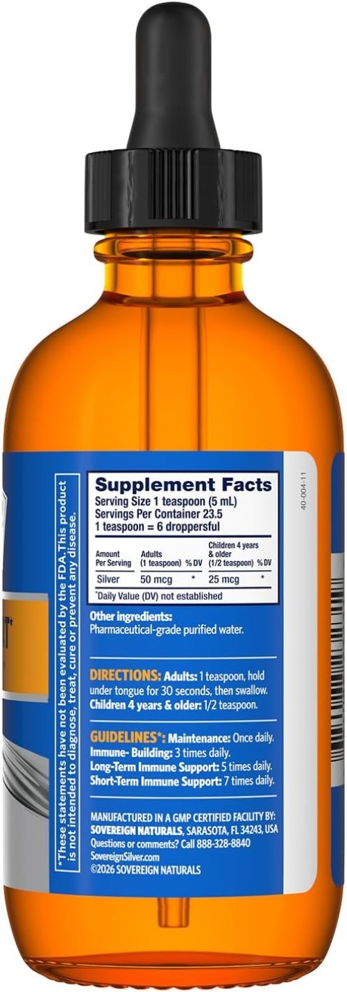 Immune Support – Colloidal Silver, -Active Silver Hydrosol, 10 Ppm, Liquid Dr
