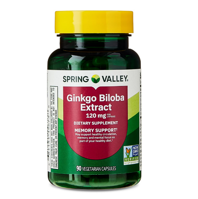 Spring Valley Ginkgo Biloba Extract General Wellness Capsules 120 mg 90 Count