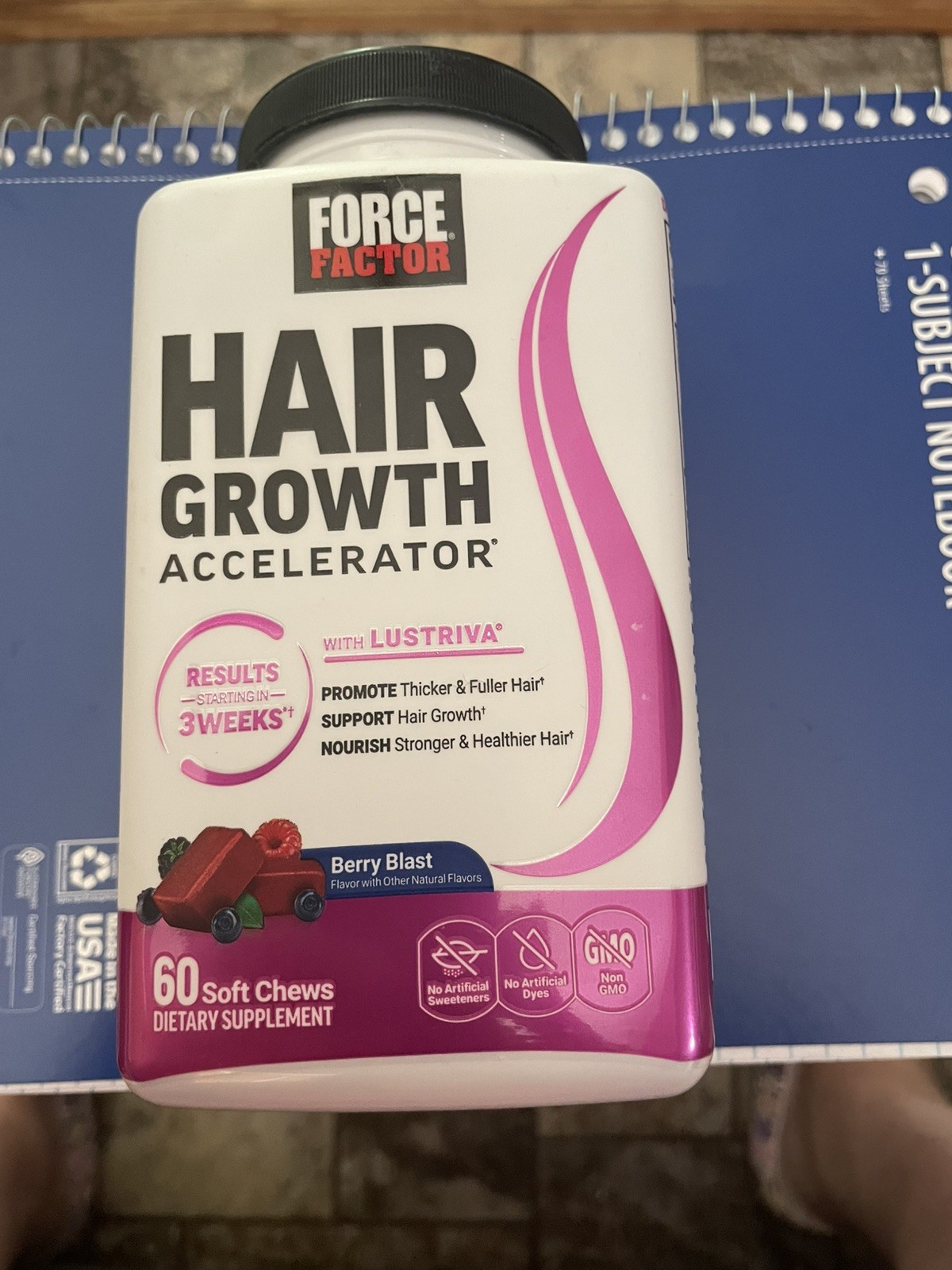 Force Factor Hair Growth Accelerator Berry Blast Soft Chews – 60 ct. Bb-10/2027