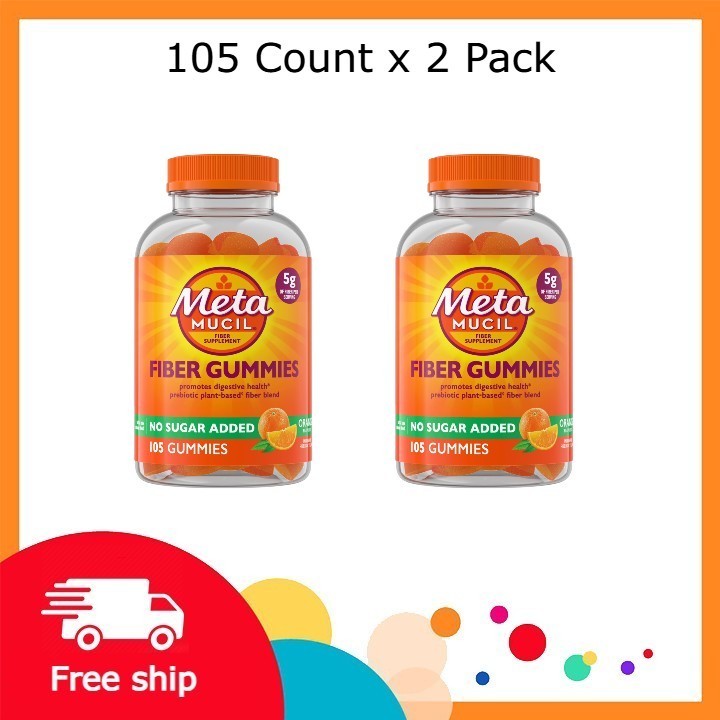 Metamucil Fiber Gummies, No Sugar Added Fiber Gummies for Adults, Orange