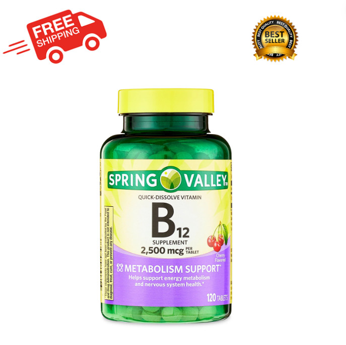 Spring Valley Vitamin B12 Quick Dissolve Tablets Supplement 2500 Mcg Cherry 120*