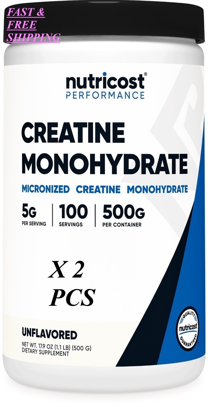 2 BOTTLES–LUXRY NEW Nutricost Pure Creatine Monohydrate 500 Gram Powder