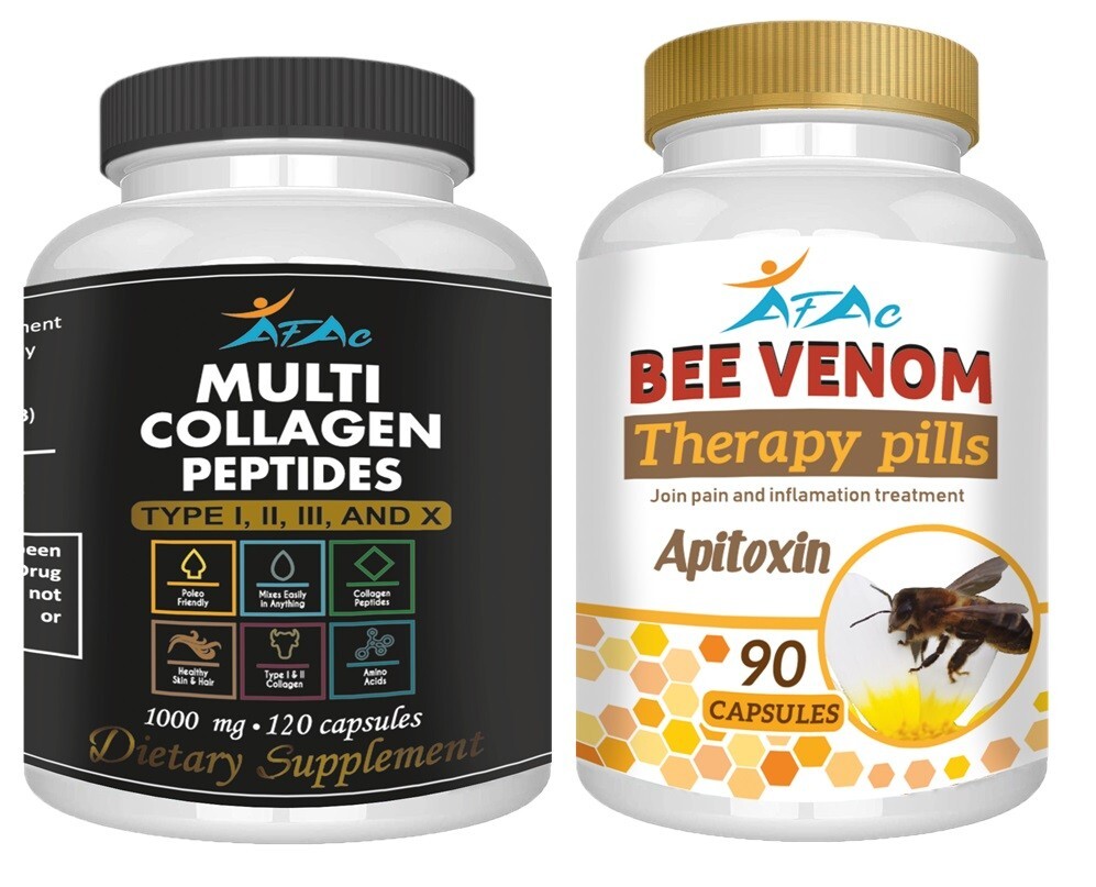 Collagen PEPTIDES Types I,II,III,V, X & bee therapy joint support skin hair nail