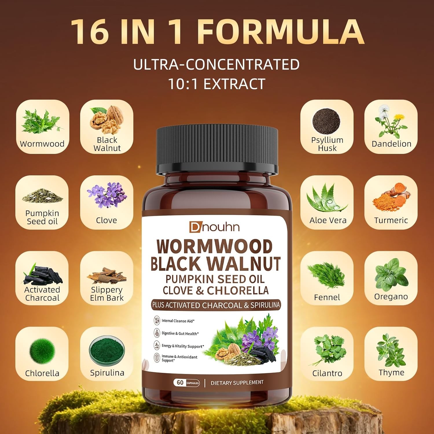 Wormwood Black Walnut Clove Parasite Cleanse for Humans Capsules – Natural Gut