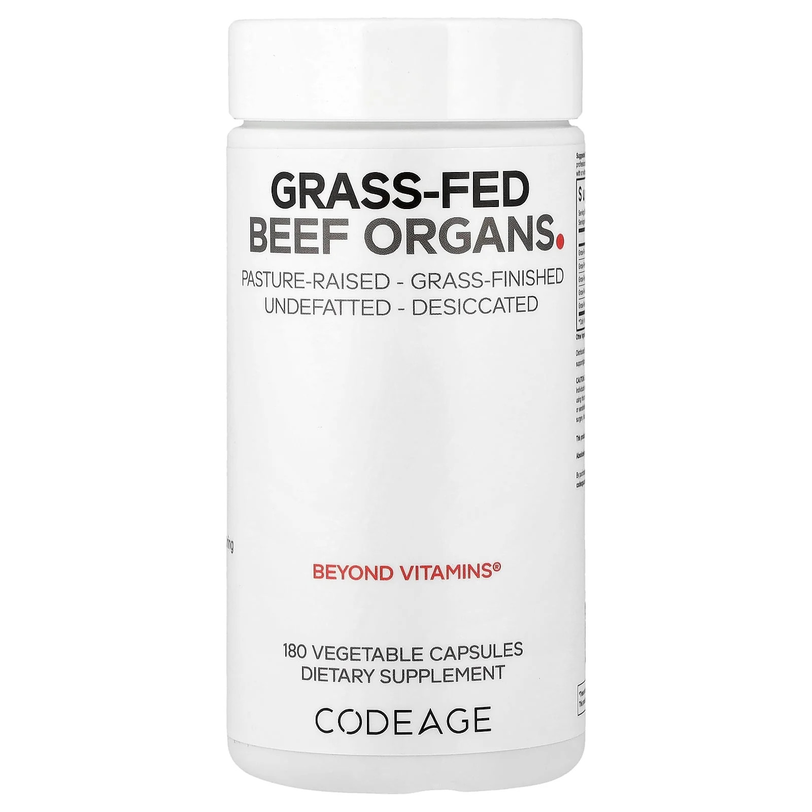 2 X Codeage, Grass-Fed Beef Organs, 180 Vegetable Capsules