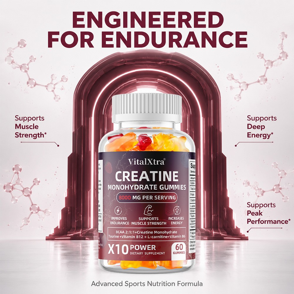 Creatine Monohydrate Gummie | 8000mg Power, For Muscle Strength,Endurance&Energy