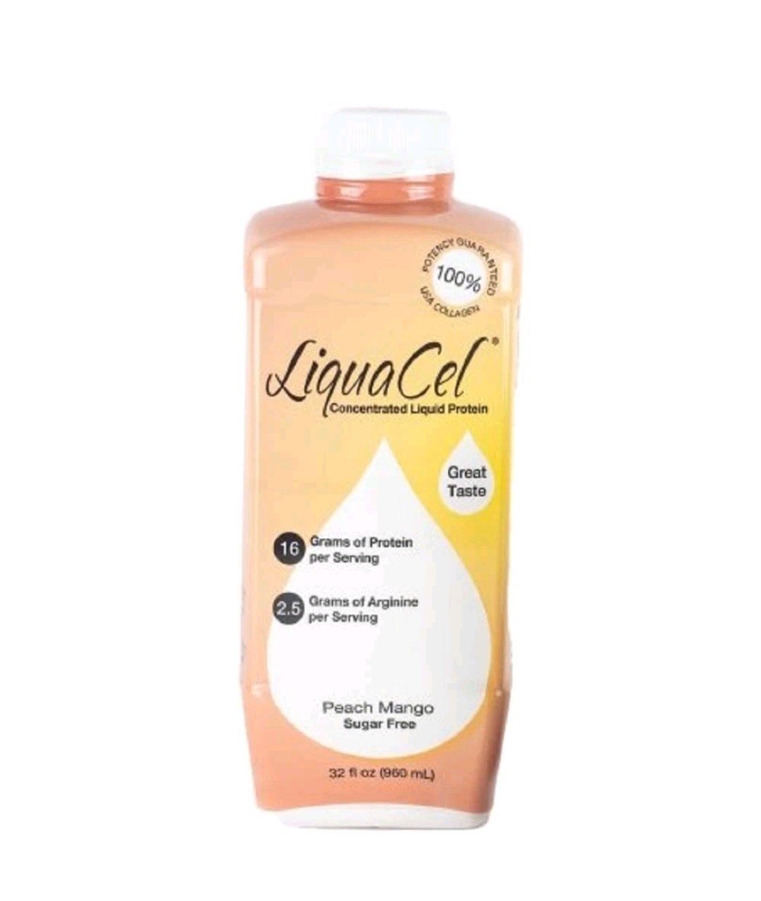 LiquaCel Protein Supplement Peach Mango 32oz Ready to Use