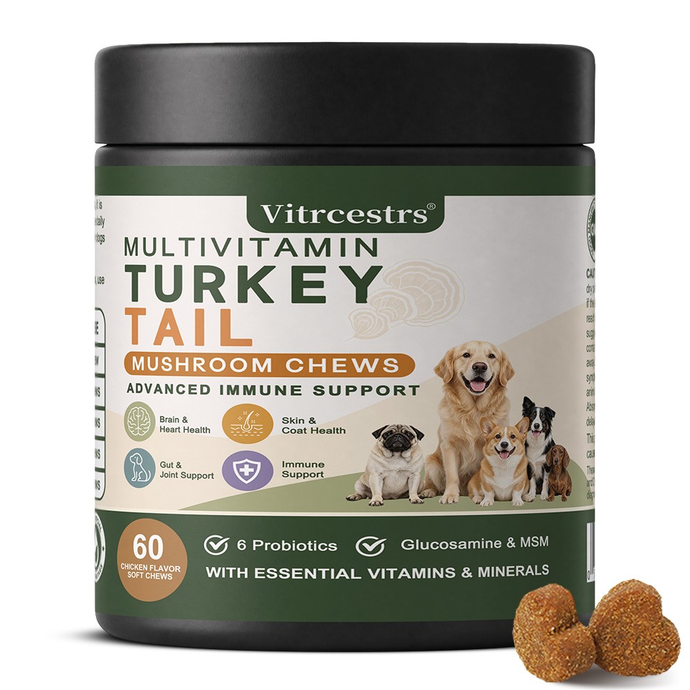 Vitrcestrs 7 Herb Blend Dog Multivitamin Chews for Dog Joint,Gut Skin Care 60 CT