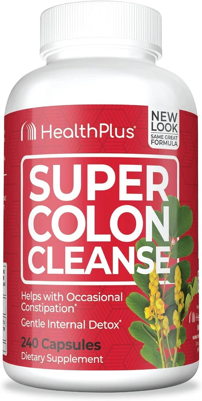 Health Plus Super Colon Cleanse Constipation Relief Capsules 240 Ct Pack of 6