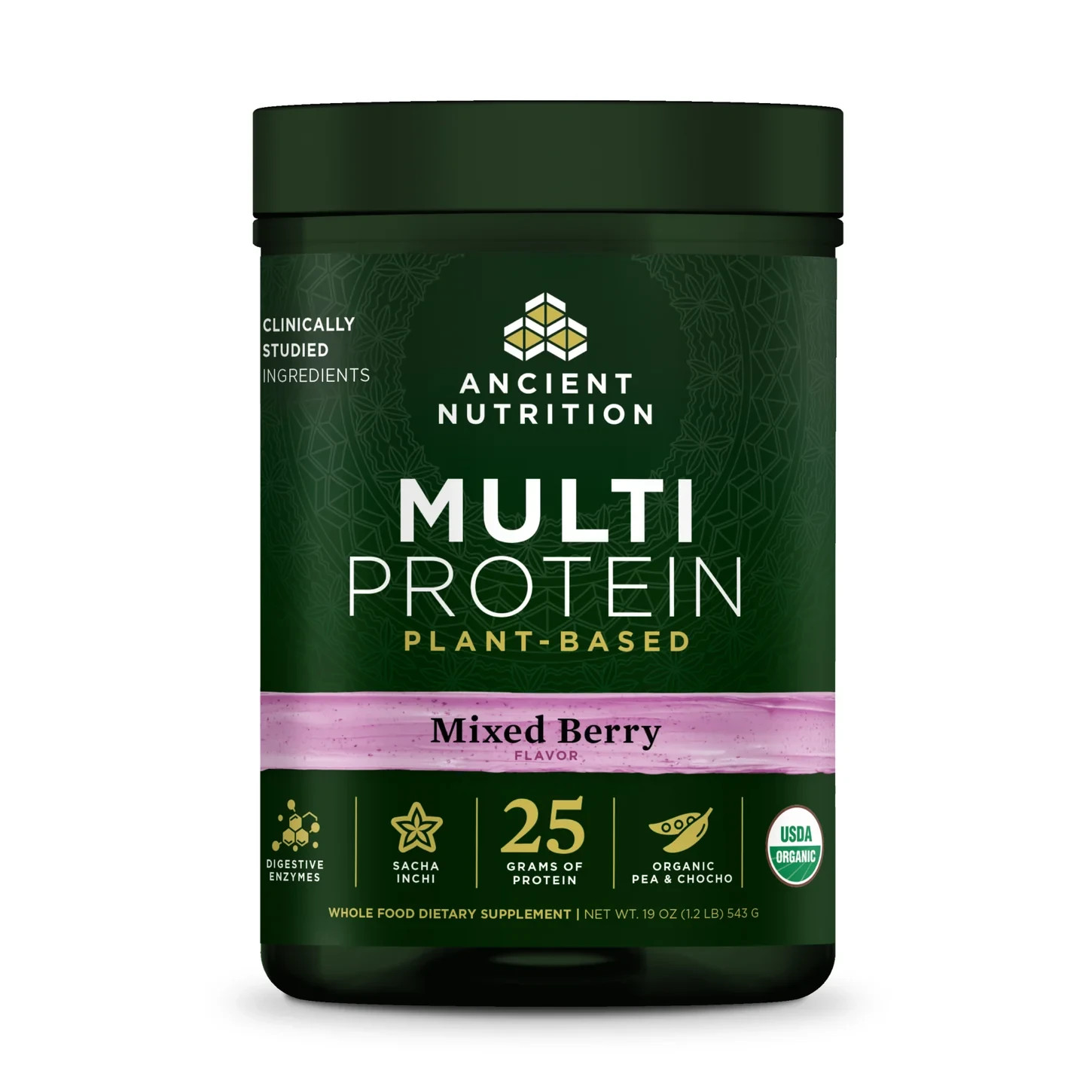 Ancient Nutrition Organic Multi Protein Plant Powder Pea Protein Mixed Berry
