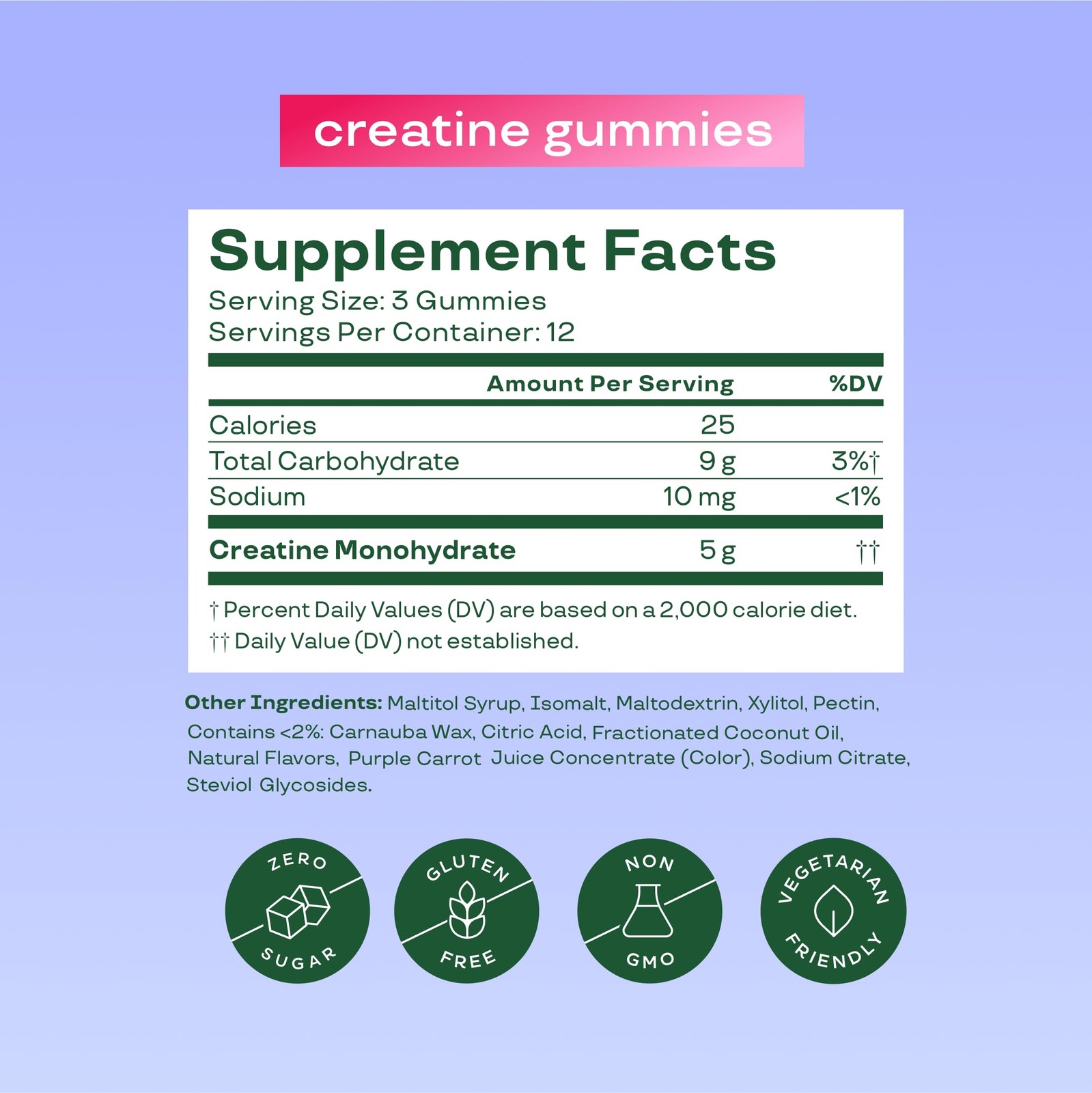 Bloom Creatine Monohydrate Gummies, 5g Per Serving, 36 Count (Pack of 1)