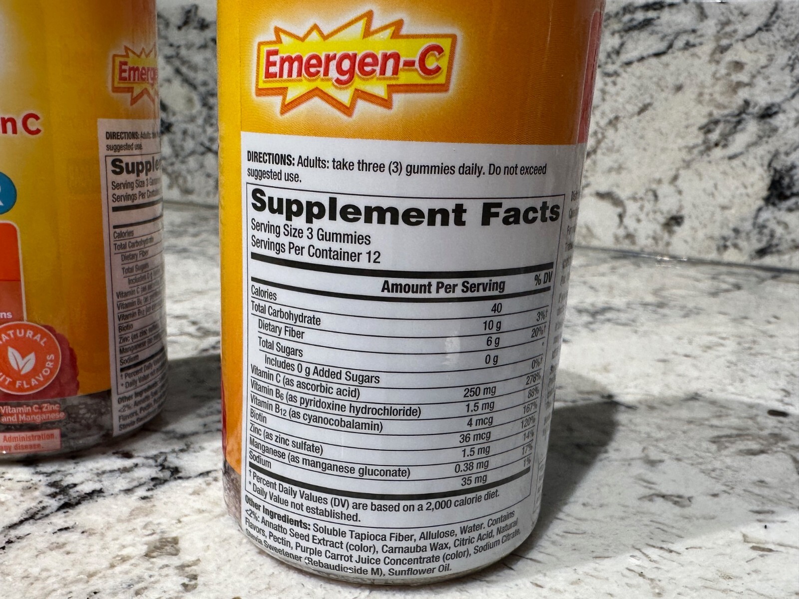 Emergen-C Zero Sugar Immune Support Adult Gummies 36 Count Lot of 2 Bottles 3/26