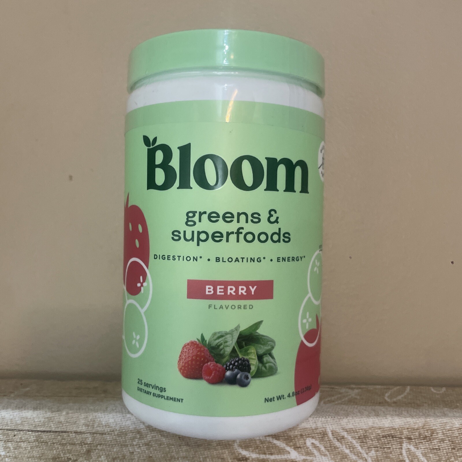 Bloom Nutrition Greens & Superfoods Berry 4.8oz (136g) EXP 02/2026 Factory Seale