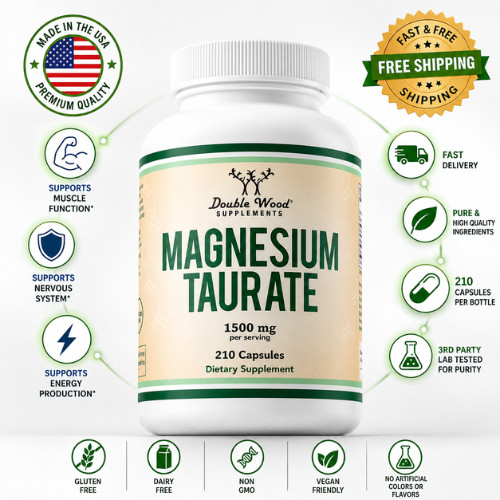 Suplemento de taurato de magnesio para la salud cardiovascular, 210 cápsulas