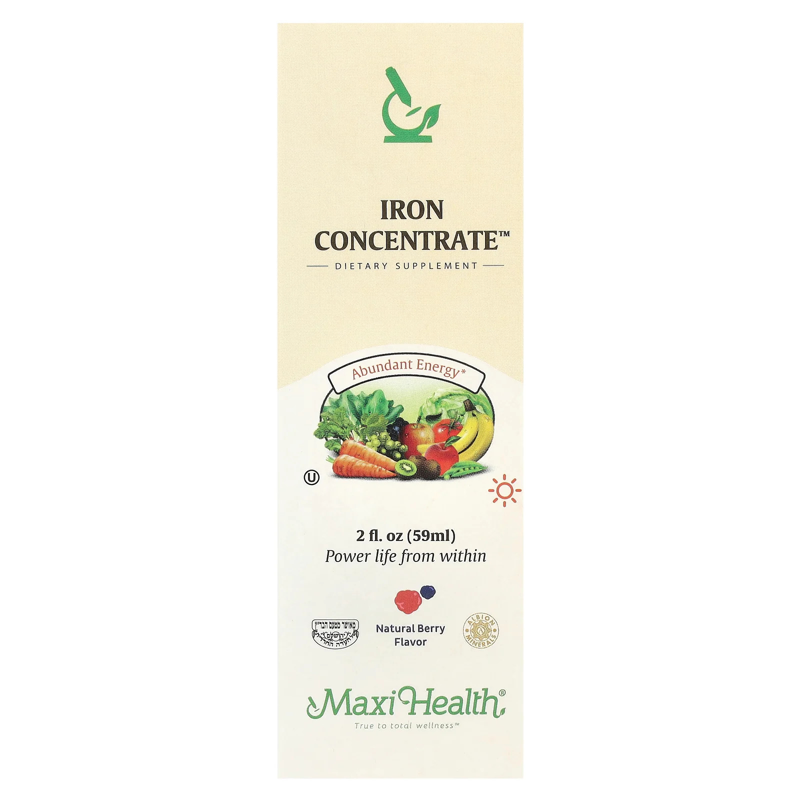 2 X Maxi Health, Iron Concentrate�, Natural Berry , 2 fl oz (59 ml)