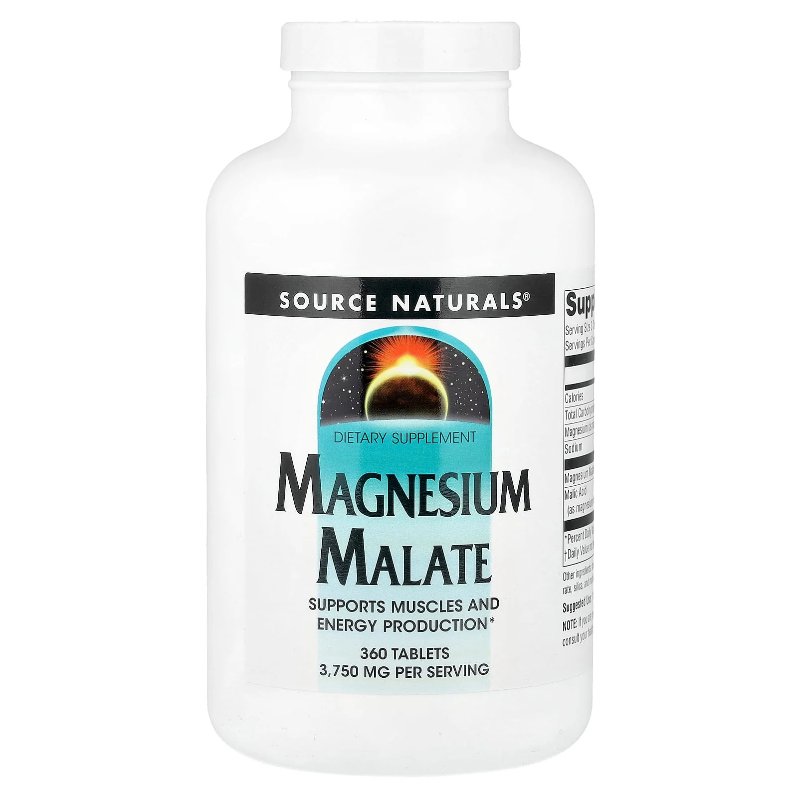 2 X Source Naturals, Magnesium Malate, 360 Tablets (1,250 mg per Tablet)