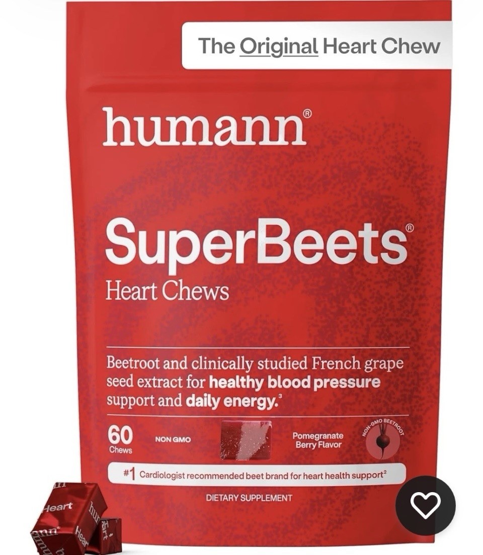 HumanN – SUPER BEETS Heart Chews, Pomegranate, 60 Count, New & Sealed, Exp 04/27