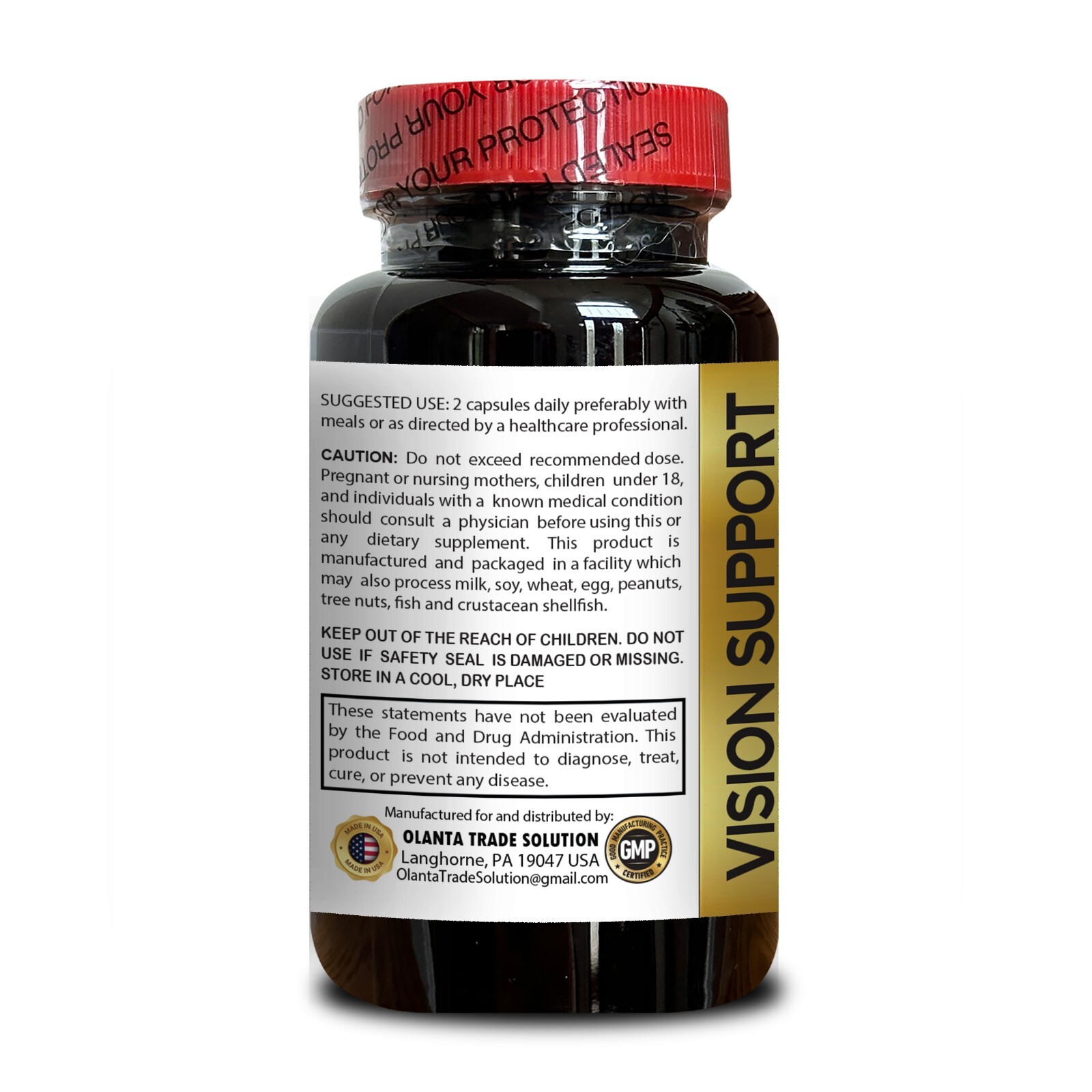 Premium Eye Formula with Lutein Zeaxanthin Beta Carotene & Bilberry – 1 Bottle