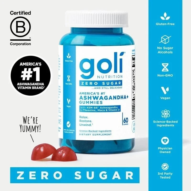 Goli Nutrition Ashwagandha Gummies Supplement Mixed Berry KSM-66