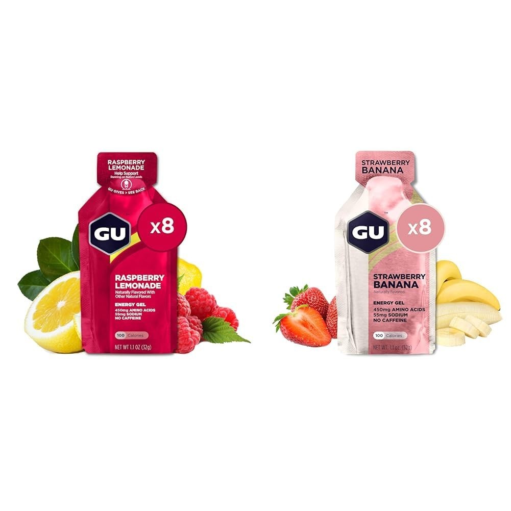 Energy Gel Pack – 8 Count, Vegan, Gluten-Free, Raspberry Lemonade & Strawberry B