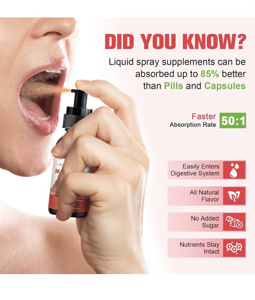 Magnesium Liquid Spray/400mg/Nature Strawberry Flavor/2 fl. oz/2 Pk./BB 01/2026