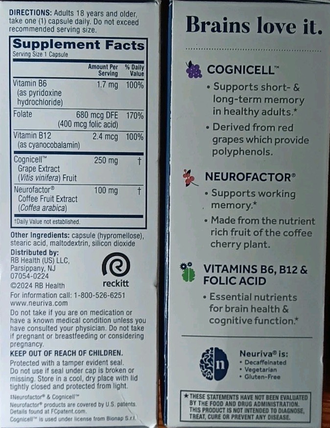 2 NEW SCHIFF NEURIVA MEMORY 3D BRAIN HEALTH DIETARY SUPPLIMENT 30 X2 60 CAPSULE