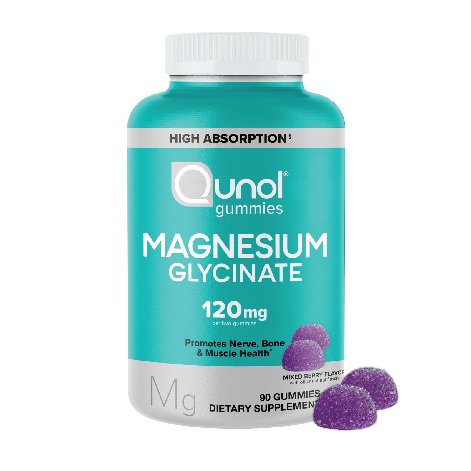 Magnesium Glycinate Gummies, 120mg of Magnesium Glycinate, High Absorption, M…