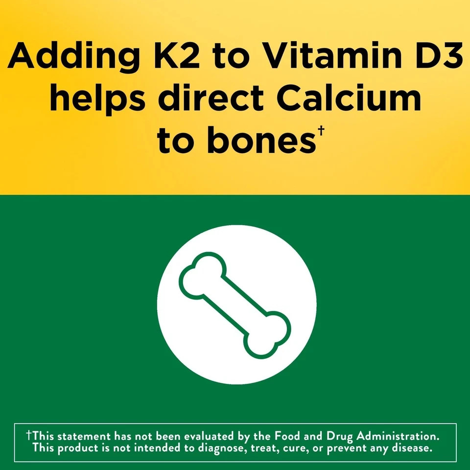 Nature Made Vitamin D3 K2 5000 IU Softgels125 mcg Dietary Supplement 60ct