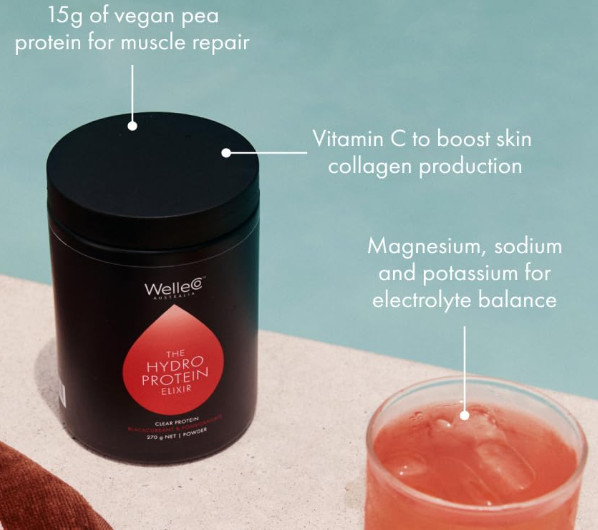 WelleCo HydroProtein Elixir Plant Protein Powder, Blackcurrant, Pomegranate 270g