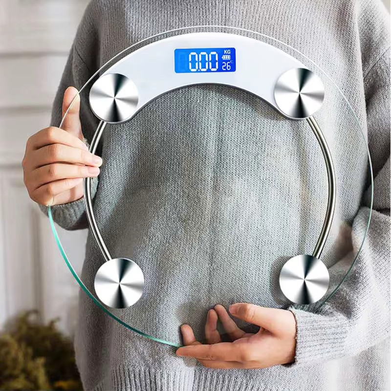 LCD Digital Bathroom Scale Round 180kg/400lb 0.1kg Precision Body Weight