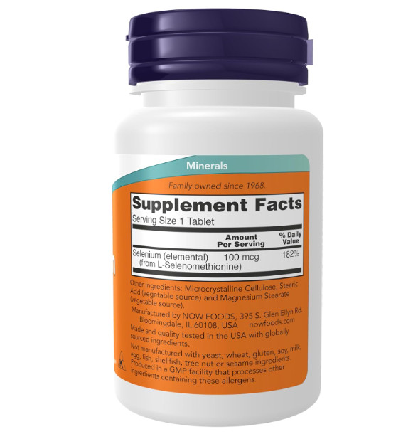 NOW Supplements, Selenium (L-Selenomethionine) 100 Mcg, Essential Mineral*, 100