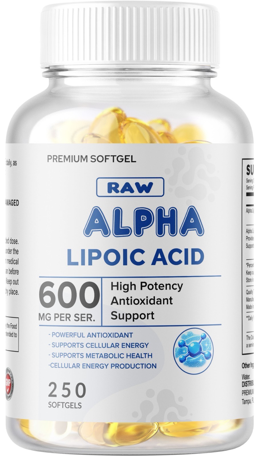 Alpha Lipoic Acid – 600mg Per Serving – 250 Capsules