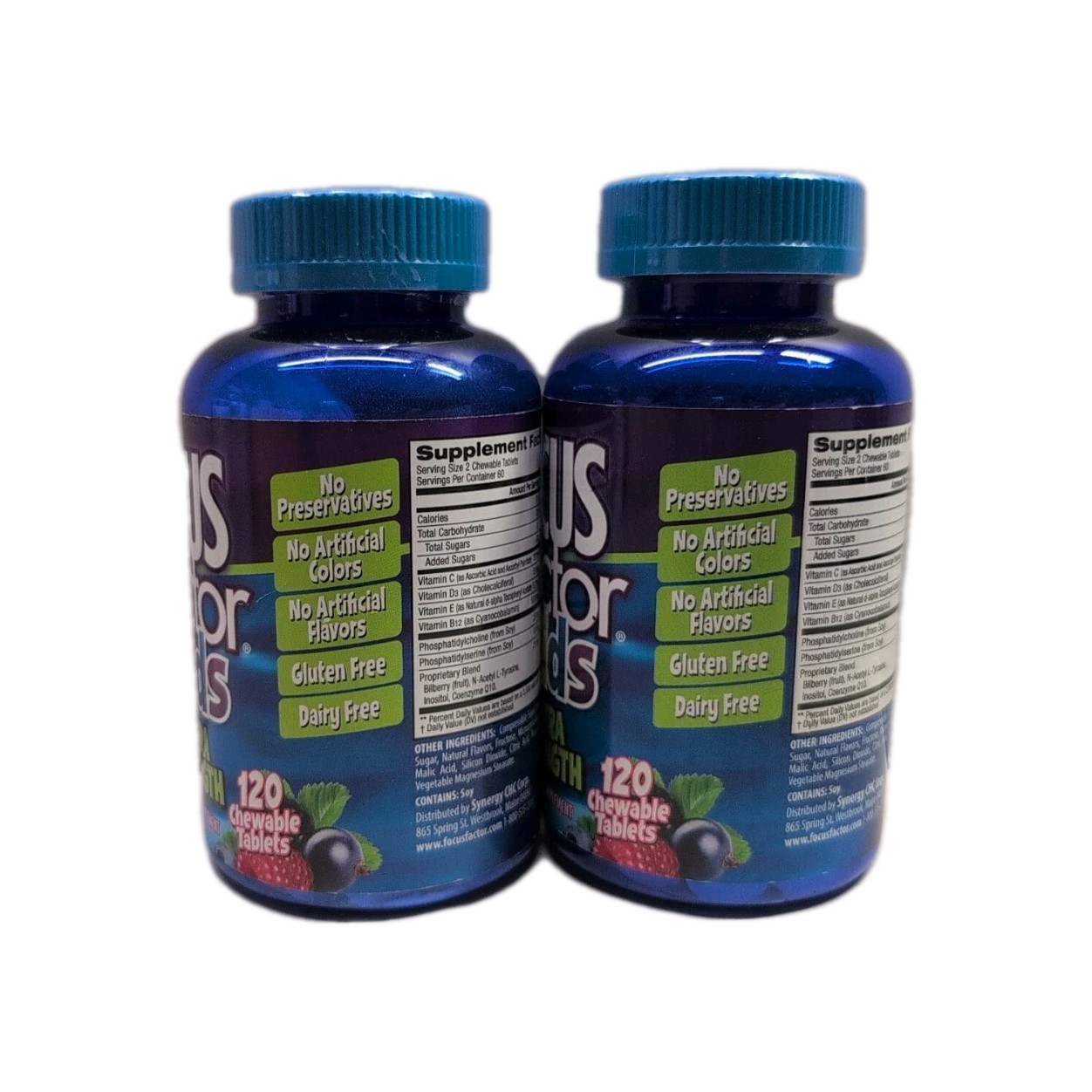 2x Focus Factor Kids Extra Strength Complete Vitamins Tab 120 Count Exp 4/26
