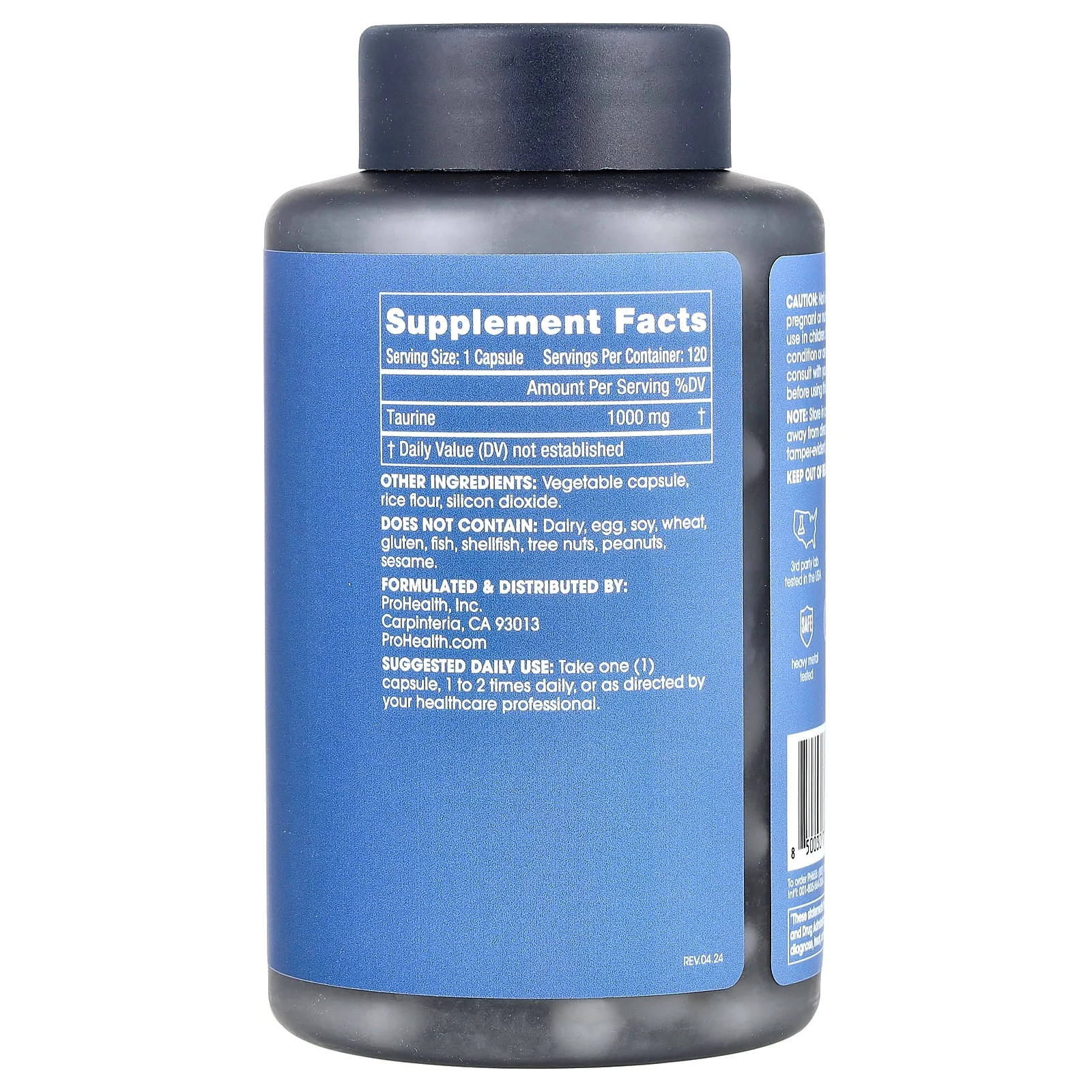 2 X ProHealth Longevity, Pure Taurine, 1,000 mg, 120 Capsules
