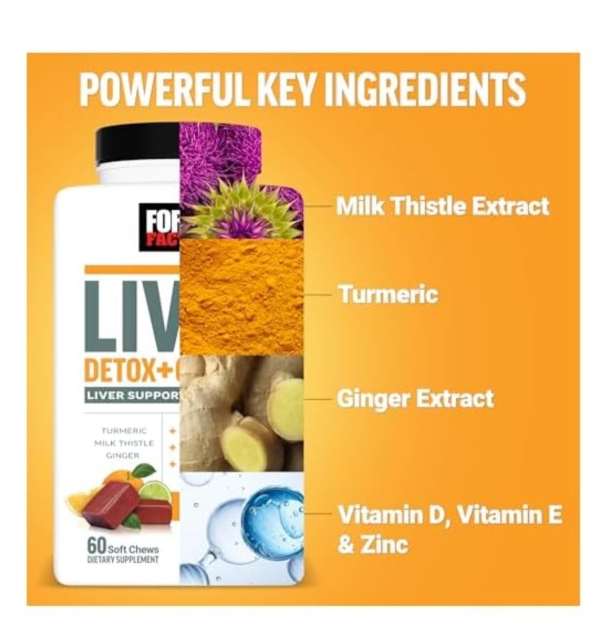 Force Factor Liver Detox + Cleanse Citrus Punch Soft Chews, Liver Support, 60ct