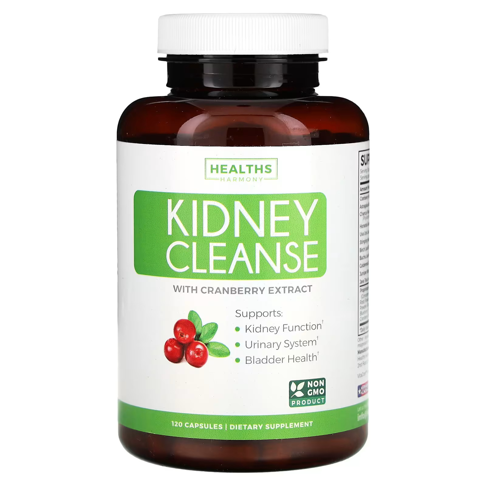 2 X Healths Harmony, Kidney Cleanse With Cranberry Extract, 120 Capsu-worldwide