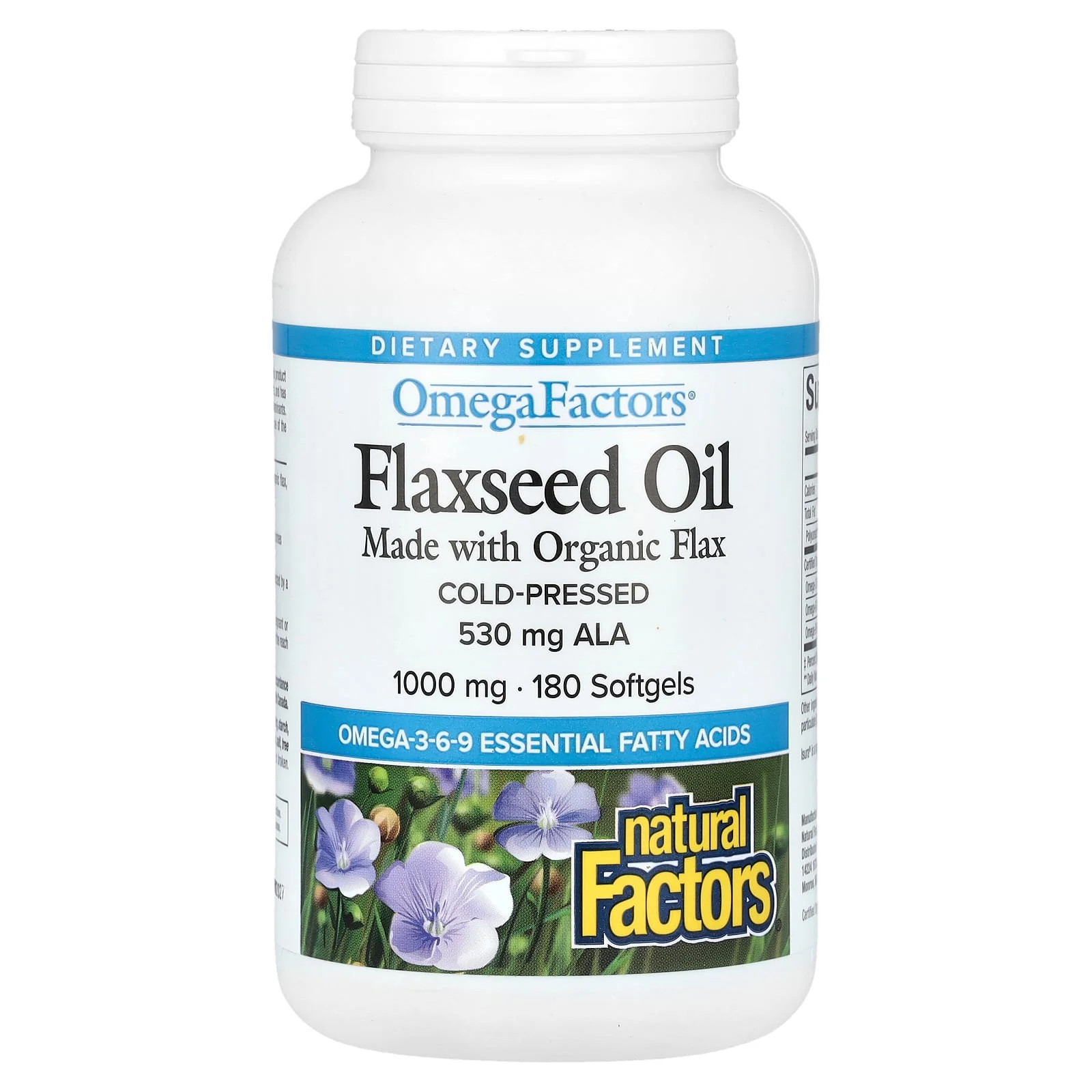 2 X Natural Factors, OmegaFactors, Flaxseed Oil, 1,000 mg , 180 Softgels