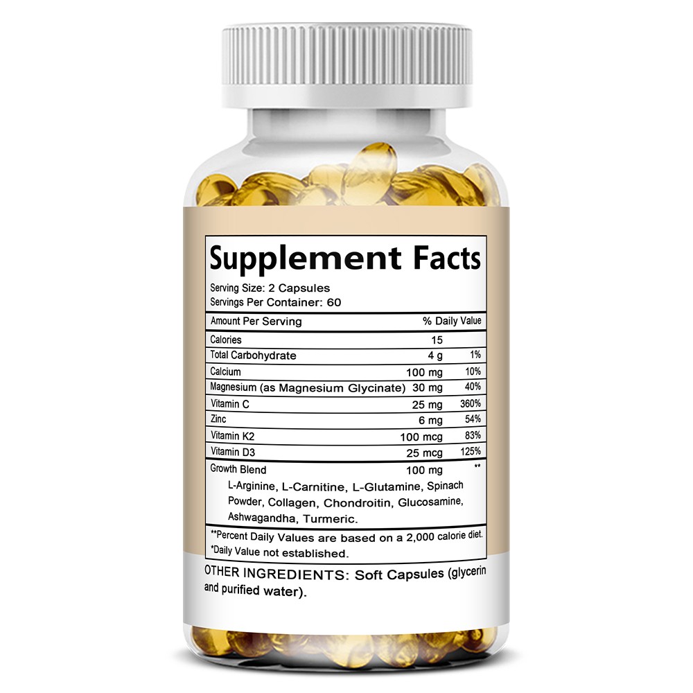 Height Growth Capsules Enhanced Bone Density Muscle Joint Support 30-120 Pills