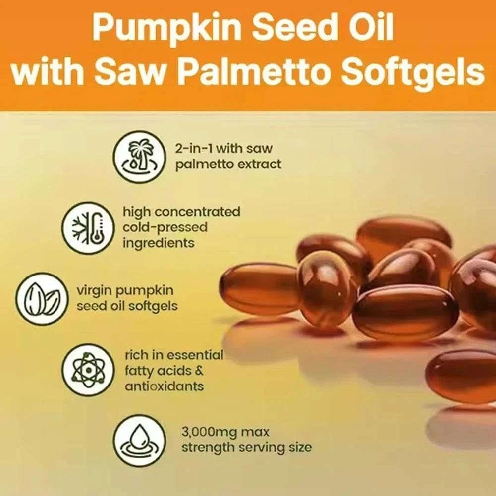 Pumpkin Seed Oil 1000mg Saw Palmetto 300 Softgels Men Prostate & Urinary Health